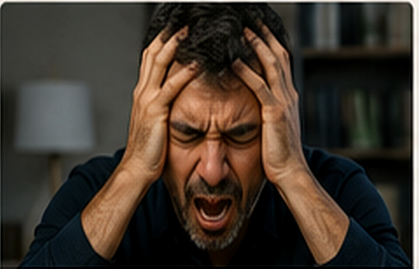 An overwhelmed adult experiencing intense anger and emotional overload