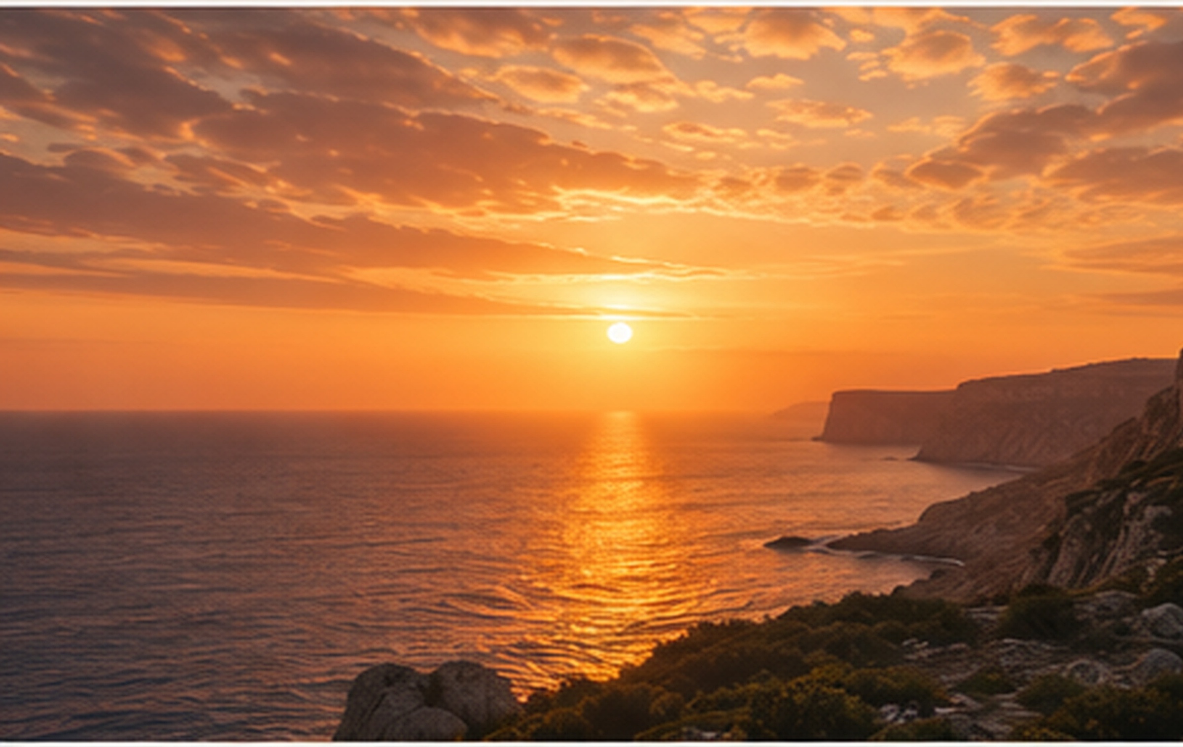 A vivid sunset over the sea and cliffs at Dingli, Malta